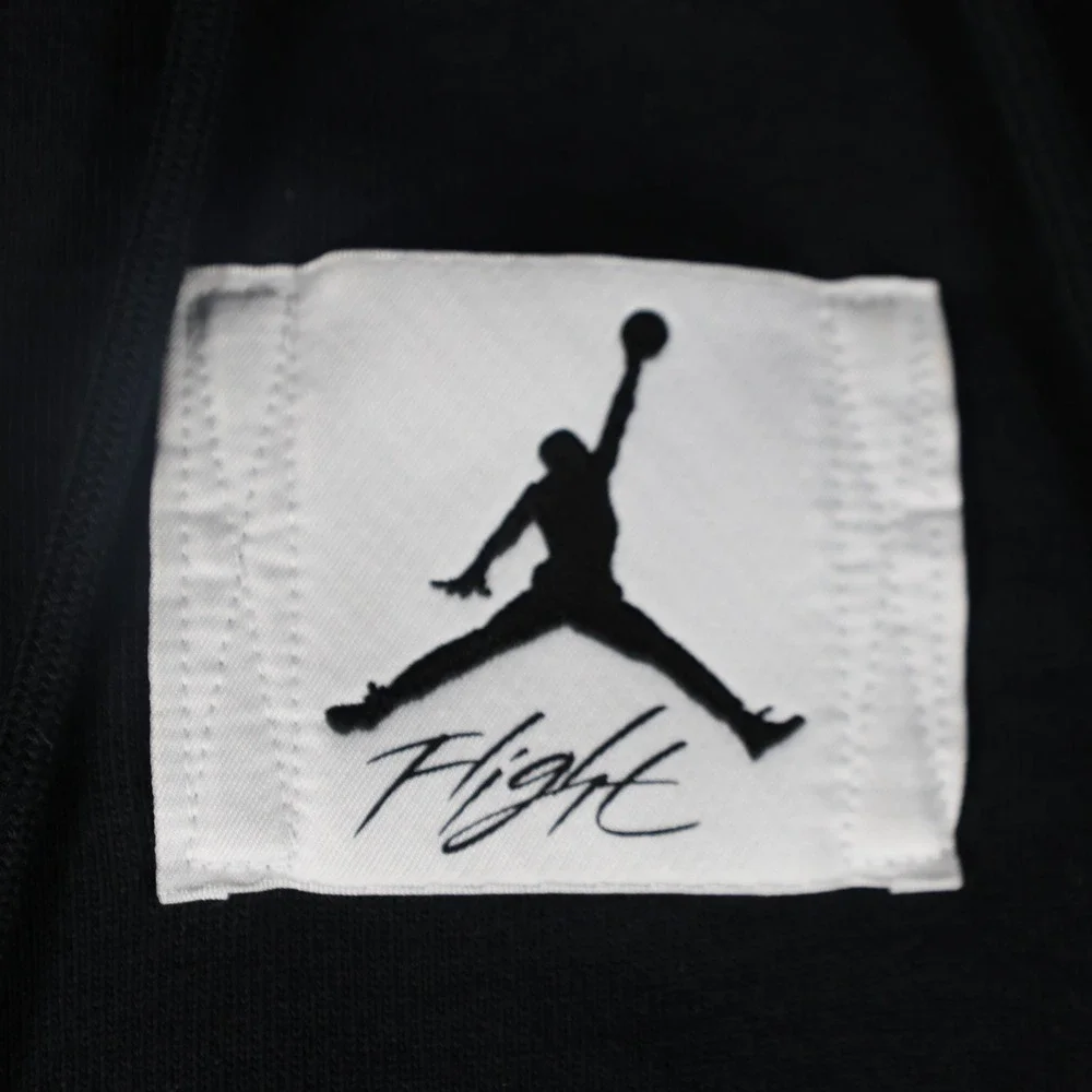 Jordan Flight Men's Large Black Pullover Hoodie Jumpman Patch Streetwear